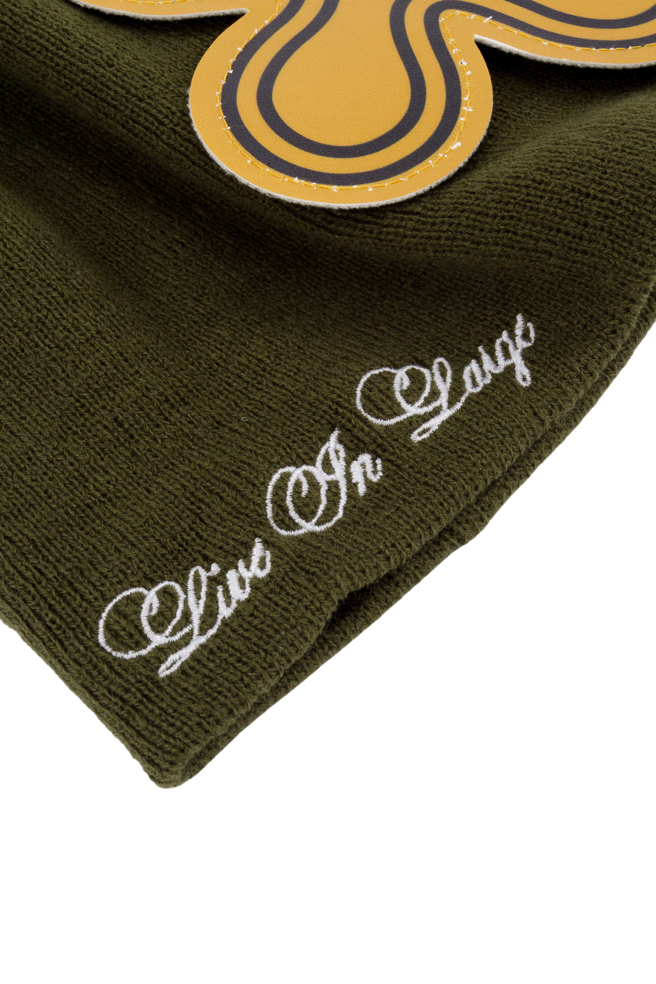 LE VERT KAKI LEATHER PATCH BEANIE