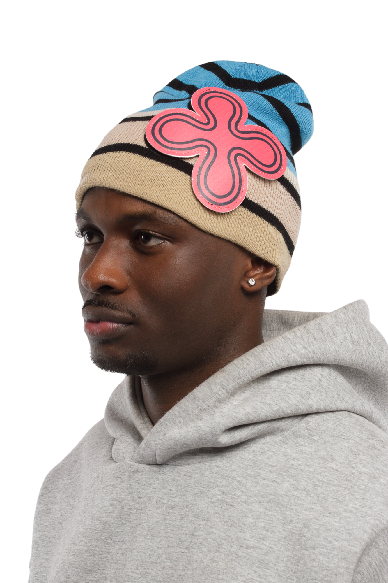 LE BLEU LEATHER PATCH BEANIE