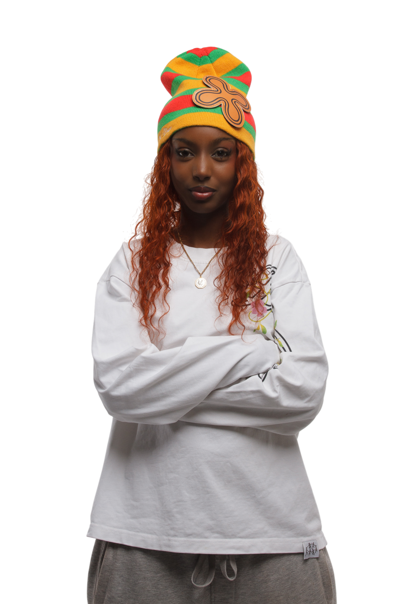 LE OASIS LEATHER PATCH BEANIE