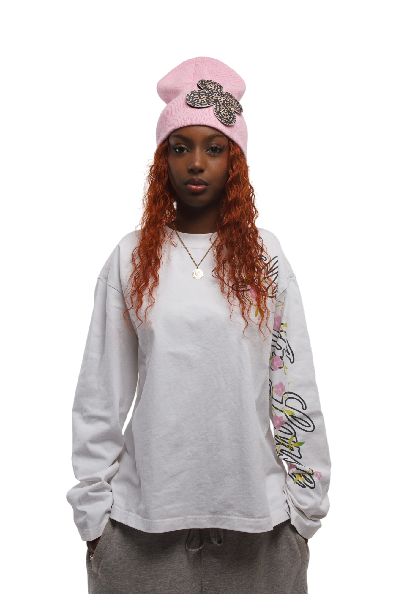 LE ROSE LEATHER PATCH BEANIE