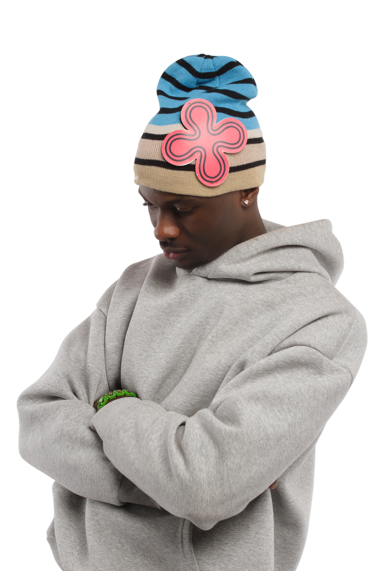 LE BLEU LEATHER PATCH BEANIE